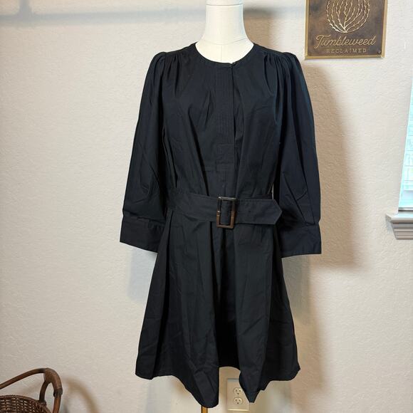 Women's Banana Republic Black Belted Waist Cotton Fit and Flare Dress Size S NEW - Picture 1 of 12